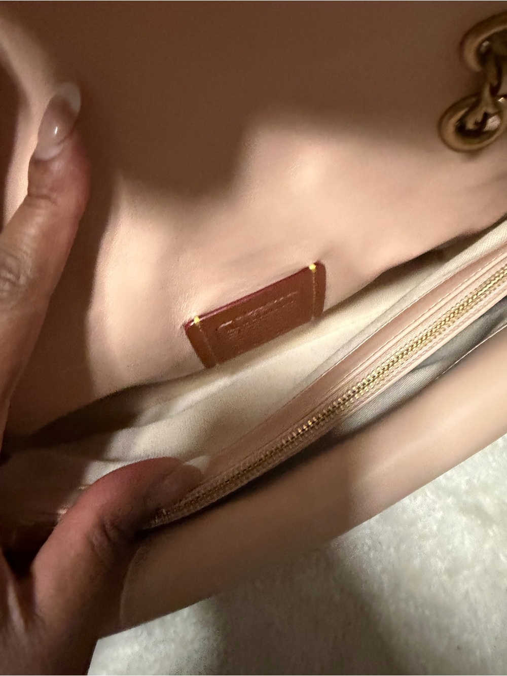 Coach Quilted Blush Leather Shoulder Bag with Gold Hardware - Picture 4 of 9